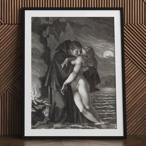 Phrosine and Melidore - Pierre Paul Prud’hon Art Print, 18x24’’ / 46x61cm / Black Frame / 2’’ Matboard, Framed Black White Lithograph
