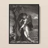 Phrosine and Melidore - Pierre Paul Prud’hon Art Print / Canvas Black-framed Monochrome Print Romantic Embrace Two Figures Water Prud’hon