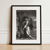 Phrosine and Melidore - Pierre Paul Prud’hon Art Print / Canvas Black-framed Art Print Monochrome Two Figures Intimate Embrace Prud’hon