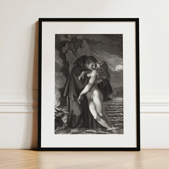 Phrosine and Melidore - Pierre Paul Prud’hon Art Print / Canvas Black-framed Art Print Monochrome Two Figures Intimate Embrace Prud’hon