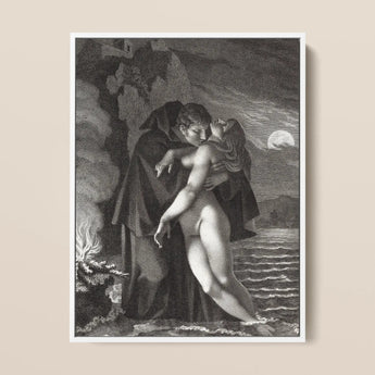 Phrosine and Melidore - Pierre Paul Prud’hon Art Print / Canvas Black-and-white Framed Print Romantic Scene Two Figures Moonlight Prud’hon