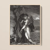 Phrosine and Melidore - Pierre Paul Prud’hon Art Print / Canvas Framed Black-and-white Romantic Embrace Moonlight Prud’hon Composes