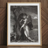 Phrosine and Melidore - Pierre Paul Prud’hon Art Print / Canvas Framed Black White Print Two Figures Water Moon Prud’hon Composes Tragedy,