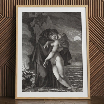 Phrosine and Melidore - Pierre Paul Prud’hon Art Print / Canvas Framed Black White Print Two Figures Water Moon Prud’hon Composes Tragedy,