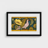 Pigeon et Pavots - Maurice Pillard Verneuil Art Print / Canvas Framed Stylized Pink Dove Orange Beak, Verneuil’s Feathered Muse, Nouveau’s
