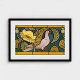 Pigeon et Pavots - Maurice Pillard Verneuil Art Print / Canvas Framed Nouveau-style Pink Dove Orange Beak, Verneuil’s Feathered Muse,