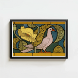 Framed Art Nouveau-style Print Pale Pink Dove Orange Maurice Pillard Verneuil, Verneuil’s Feathered Muse, Nouveau’s Golden Age