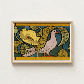 Framed Art Nouveau-style Print Pale Pink Dove Orange Maurice Pillard Verneuil, Verneuil’s Feathered Muse, Nouveau’s Golden Age