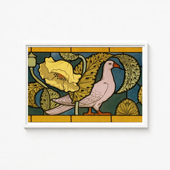 Framed Art Nouveau-style Print Pale Pink Dove Orange Maurice Pillard Verneuil, Verneuil’s Feathered Muse, Nouveau’s Golden Age