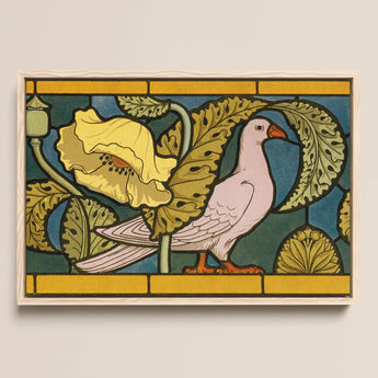Pigeon et Pavots - Maurice Pillard Verneuil Art Print / Canvas, 18x12’’ / 46x31cm / Natural Frame, Posters Prints & Visual Artwork, Toby