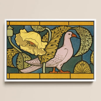 Pigeon et Pavots - Maurice Pillard Verneuil Art Print / Canvas, 18x12’’ / 46x31cm / White Frame, Posters Prints & Visual Artwork, Toby Leon