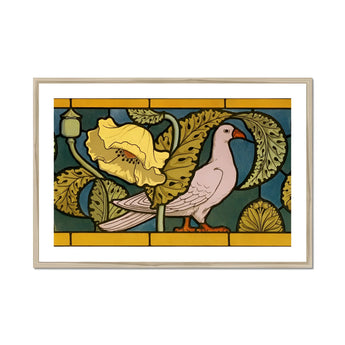 Pigeon et Pavots - Maurice Pillard Verneuil Art Print, Decorative Art Print Dove Among Yellow Flowers Green