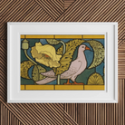Pigeon et Pavots Maurice Pillard Verneuil Art Print, Framed Artwork Stylized Bird Floral Design Art Nouveau