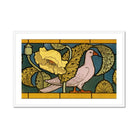 Pigeon et Pavots Maurice Pillard Verneuil Art Print, Pink Dove Stands Among Yellow Flowers Green Leaves