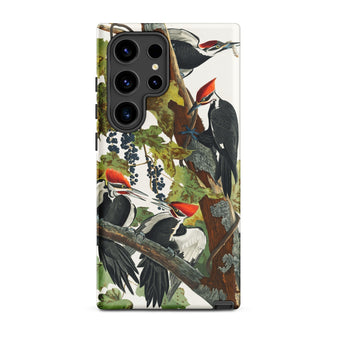 Pileated Woodpecker - John James Audubon Phone Case Samsung Galaxy S24 Ultra / Matte Phone Case Detailed Illustration Black White