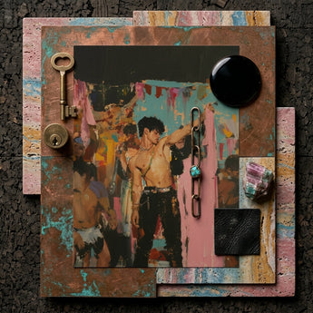 Pin-up - Gay Rajasthani After Party Art Print / Canvas Vintage Brass Key Ornate Heart-shaped Bow Detailed Bit Party Art Print, Gay