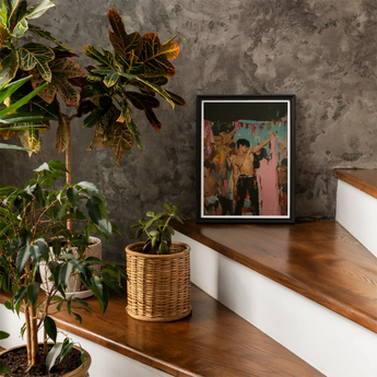 Pin-up - Gay Rajasthani After Party Art Print, Framed Painting Shirtless Man