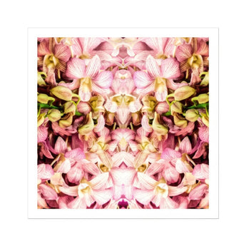 Pink Kaleidoscope - Thai Orchid Art Print / Canvas Kaleidoscopic Pattern Pink Yellow Orchid Flowers Arranged Mirror-like Art, Photography