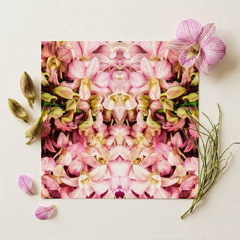 Pink Kaleidoscope - Thai Orchid Art Print / Canvas Square Canvas Print Symmetrical Kaleidoscopic Pattern Pink Pale Orchid Art, Photography