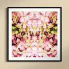 Pink Kaleidoscope Thai Orchid Art Print, Kaleidoscopic Pattern Pink Yellow Orchid Flowers Symmetrical Arrangement