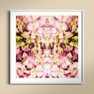 Pink Kaleidoscope Thai Orchid Art Print, Kaleidoscopic Pattern Pink Yellow Orchid Flowers Symmetrical Arrangement
