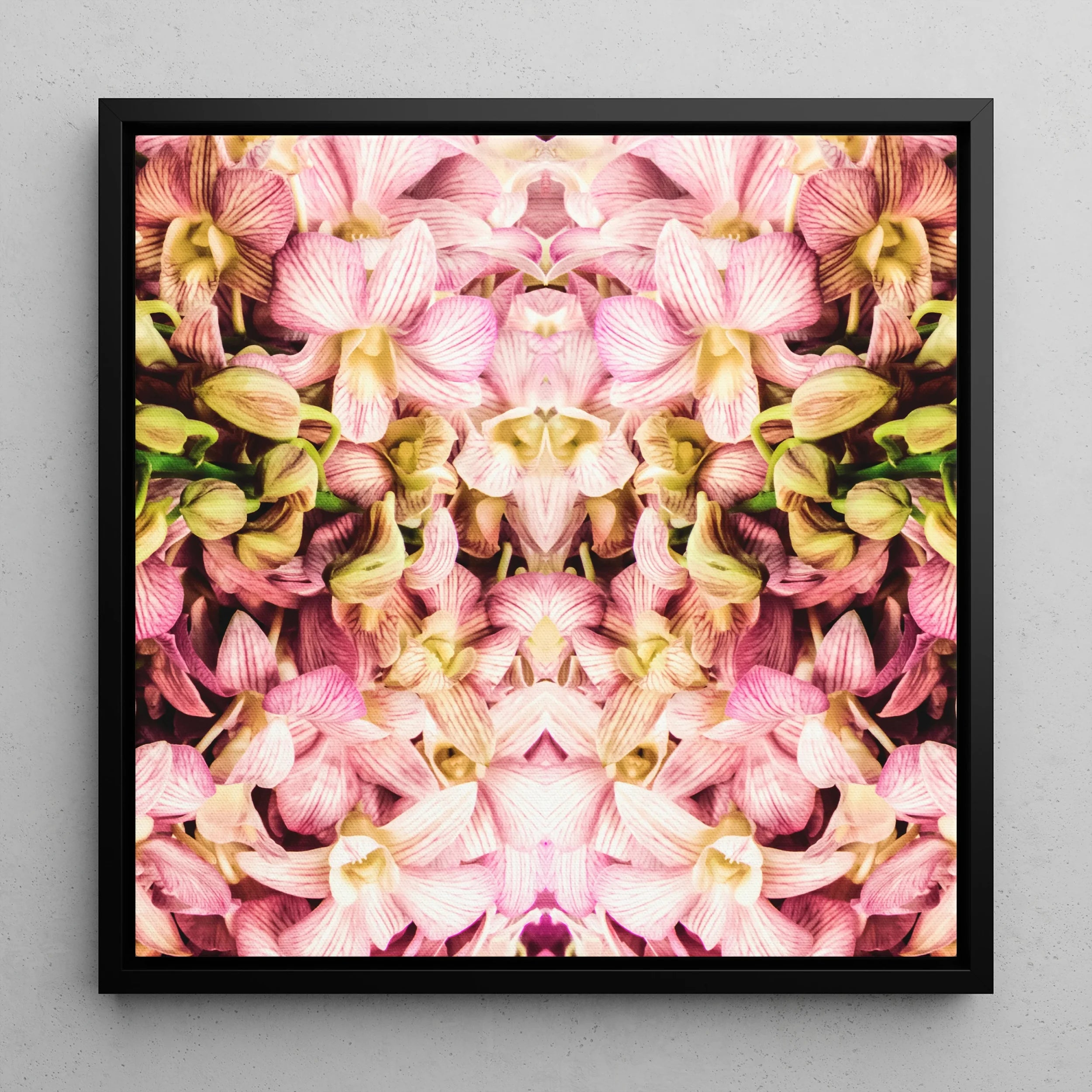 Pink Kaleidoscope - Trippy Orchid Art Framed Canvas Posters Prints & Visual Artwork