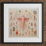 Pink Mama Moth - Alien Species Taxonomy Art Print, 12x12’’ / 31x31cm / Black Frame / 2’’ Matboard, Framed Artwork Collection Insects