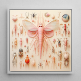 Pink Mama Moth - Alien Species Taxonomy Art Print / Canvas, 12x12’’ / 31x31cm / White Frame, Posters Prints & Visual Artwork, Toby Leon