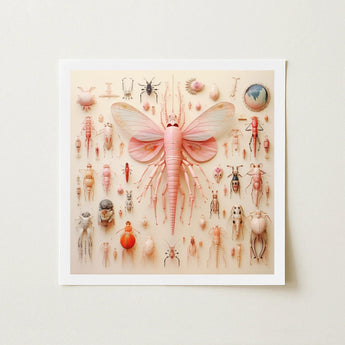 Pink Mama Moth - Alien Species Taxonomy Art Print / Canvas Framed Artwork Central Oversized Insect Delicate Translucent, Revolutionizes,
