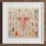Pink Mama Moth - Alien Species Taxonomy Art Print / Canvas, Pink Mama Moth, Mama Moth Revolutionizes, Revolutionizes Xenoentomological Art