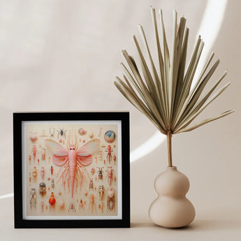 Pink Mama Moth - Alien Species Taxonomy Art Print / Canvas, Pink Mama Moth, Mama Moth Revolutionizes, Revolutionizes Xenoentomological Art