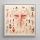 Pink Mama Moth - Alien Species Taxonomy Framed Canvas, 12’’x12’’ / White Floating Frame, Pink Insect Collection