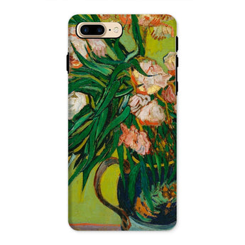 Pink Oleanders - Vincent Van Gogh Floral Phone Case Iphone 8 Plus / Matte Phone Case Colorful Floral Painting Green Leaves Pink Vincent