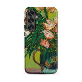 Pink Oleanders - Vincent Van Gogh Floral Samsung Case, Galaxy S25 Plus / Matte, Black Smartphone Case Artistic Floral Design