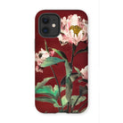 Pink Peonies - Kazumasa Ogawa Floral Iphone Case, 12 Mini / Matte, Floral-patterned Iphone Case Pink Peonies Deep Red Background