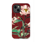 Pink Peonies - Kazumasa Ogawa Floral Iphone Case, 13 Mini / Matte, Floral-patterned Iphone Case Pink Peonies Deep Red Background