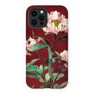 Pink Peonies - Kazumasa Ogawa Floral Iphone Case, 13 Pro Max / Matte, Floral-patterned Iphone Case Pink Peonies Deep Red Background