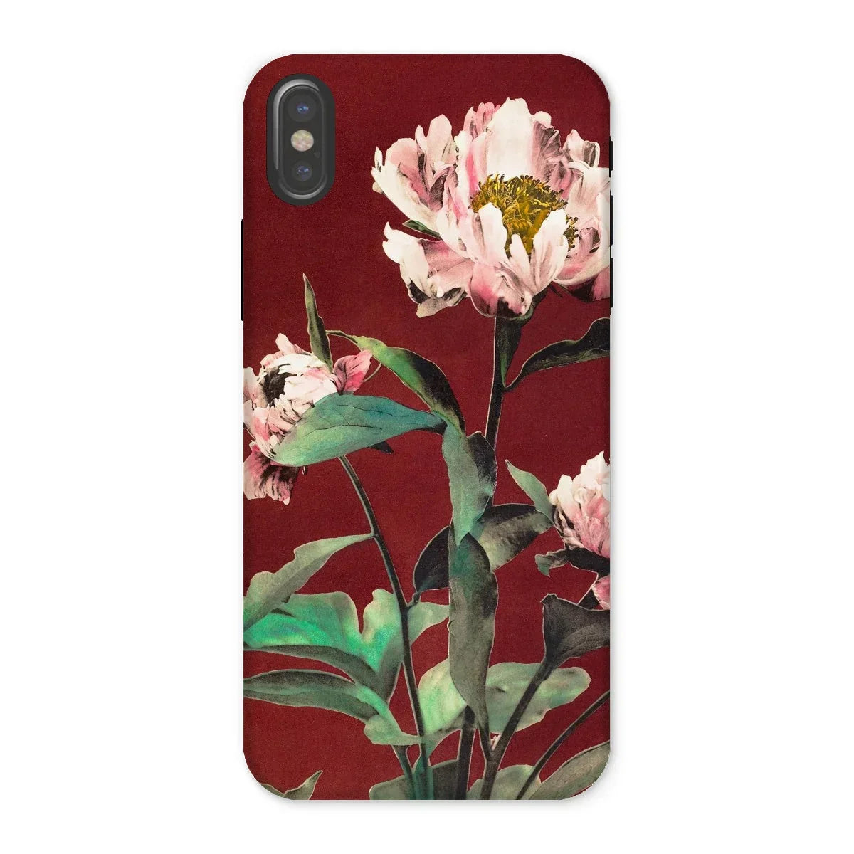 Pink Peonies - Kazumasa Ogawa Floral Iphone Case, x / Matte, Phone Case Floral Design Pink Peonies Deep Red