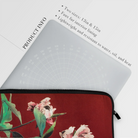 Pink Peonies - Kazumasa Ogawa Floral Laptop Sleeve, Laptop Sleeve Floral Design Burgundy Background