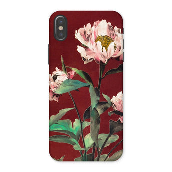 Pink Peonies - Ogawa Kazumasa Floral Iphone Case, x / Matte, Phone Case Floral Design Pink Peonies Deep Red