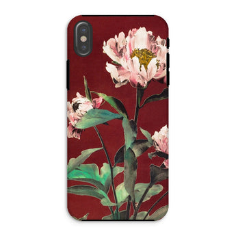 Pink Peonies - Ogawa Kazumasa Floral Iphone Case, Xs / Matte, Phone Case Floral Design Pink Peonies Deep Red