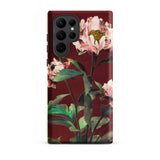 Pink Peonies - Ogawa Kazumasa Floral Phone Case Samsung Galaxy S22 Ultra / Matte Phone Case Detailed Floral Design Pink Peonies Green