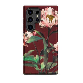 Pink Peonies - Ogawa Kazumasa Floral Phone Case Samsung Galaxy S24 Ultra / Matte Phone Case Detailed Floral Design Pink Peonies Green