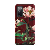 Pink Peonies - Ogawa Kazumasa Floral Samsung Case, Galaxy S20 Fe / Matte, Smartphone Case Floral Design Dark Red Background