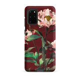 Pink Peonies - Ogawa Kazumasa Floral Samsung Case, Galaxy S20 Plus / Matte, Smartphone Case Dark Red Background Floral Design Light