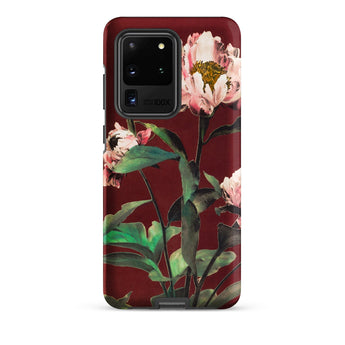 Pink Peonies - Ogawa Kazumasa Floral Samsung Case, Galaxy S20 Ultra / Matte, Dark Red Smartphone Case Floral Pattern Pink Peonies