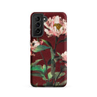 Pink Peonies - Ogawa Kazumasa Floral Samsung Case, Galaxy S21 / Matte, Smartphone Case Dark Red Background Floral Design Pink