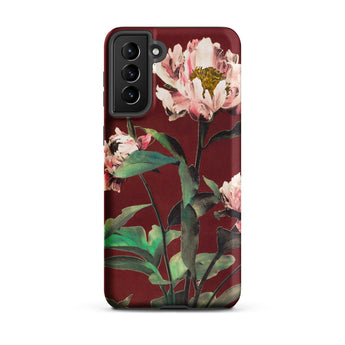 Pink Peonies - Ogawa Kazumasa Floral Samsung Case, Galaxy S21 Plus / Matte, Dark Red Phone Case Floral Pattern Light Pink