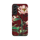 Pink Peonies - Ogawa Kazumasa Floral Samsung Case, Galaxy S22 Plus / Matte, Smartphone Case Dark Red Background Floral Design Light