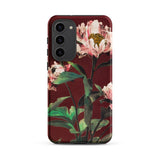 Pink Peonies - Ogawa Kazumasa Floral Samsung Case, Galaxy S23 Plus / Matte, Smartphone Case Dark Red Floral Pattern Light Pink